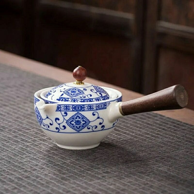 Porcelán kínai Gongfu teáskészlet Hordozható teáskanna készlet 360-ban forgatható teafőzővel és infúziós adagolóval, hordozható minden egyben ajándéktasak teáskészlet