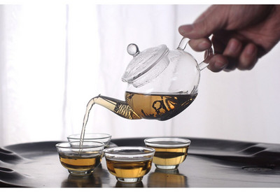 Устойчив на висока температура стъклен пружинен филтър 250 мл стъклен сервиз за чай Тенджера Чайник Чайник