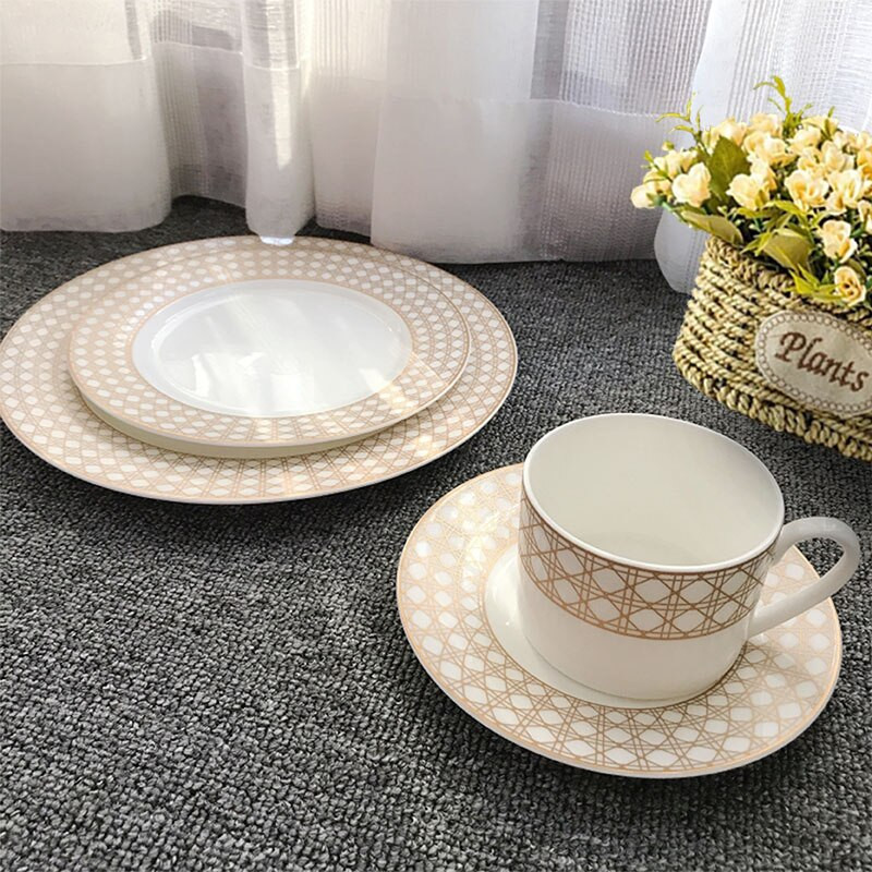 Bone China arany rattan kockás kávéscsésze kerámia tea fekete tea csésze edény állati asztali háborús készlet esküvői és házavató ajándékok