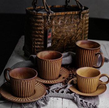 Ръчно изработена керамика в японски стил Чаша за кафе Чаша за чай с комплект чинийки Креативна керамична чаша за вода Порцеланова чаша за следобеден чай