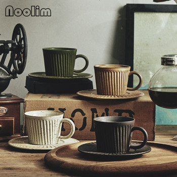 Ръчно изработена керамика в японски стил Чаша за кафе Чаша за чай с комплект чинийки Креативна керамична чаша за вода Порцеланова чаша за следобеден чай