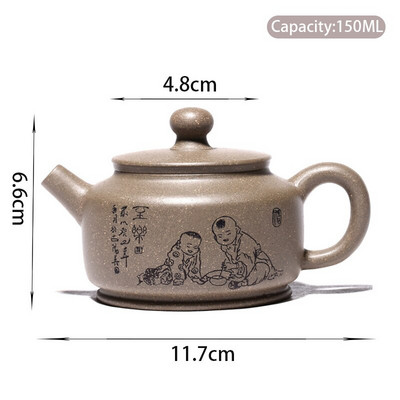 150 ml Yixing Purple Clay teáskannák, golyós formájú infuser, kézzel készített teáskanna nyers érc szekció iszap szépség vízforraló kínai Zisha teáskészlet