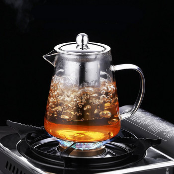 Висококачествен топлоустойчив стъклен чайник с инфузер от неръждаема стомана Чайник Златен прозрачен чайник Droshipping