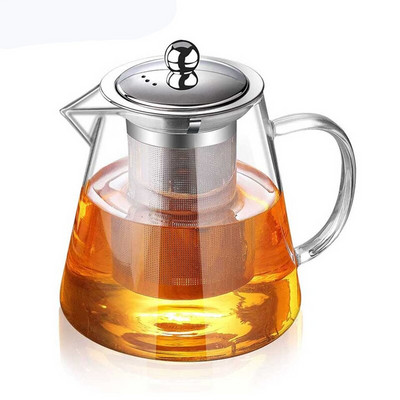 Aukštos kokybės karščiui atsparus stiklinis arbatinukas su nerūdijančio plieno infuziniu arbatos puodu Gold Clear Kettle Droshipping