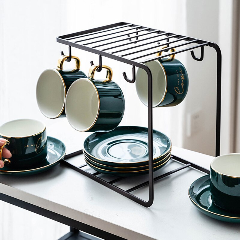 Căni Letter Loves Set farfurioare de cafea Căni nordice cu farfurii Lingură de aur pentru acasă ceai de după-amiază pentru desert taste