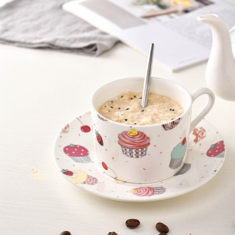 „Nordic Creative“ keramikinis kavos puodelio ir lėkštučių rinkinys Vakarų restoranas Popietės arbatos kavos puodelis Namų pieno pusryčių puodelis