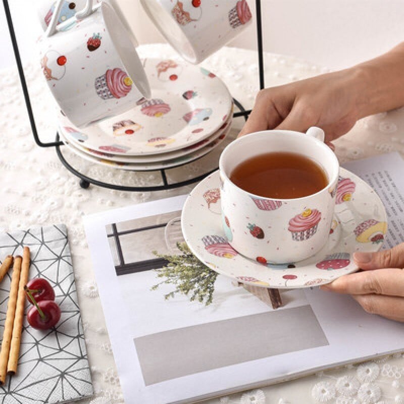 „Nordic Creative“ keramikinis kavos puodelio ir lėkštučių rinkinys Vakarų restoranas Popietės arbatos kavos puodelis Namų pieno pusryčių puodelis