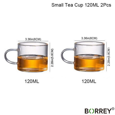 BORREY 6Pcs Σετ φλιτζάνι τσαγιού Διπλού τοίχου, ανθεκτικό στη θερμότητα Γυάλινο Κύπελλο Κουνγκ Φου Σετ τσαγιού Clear Crystal Glass Φλιτζάνι τσαγιού Puer Oolong 50Ml