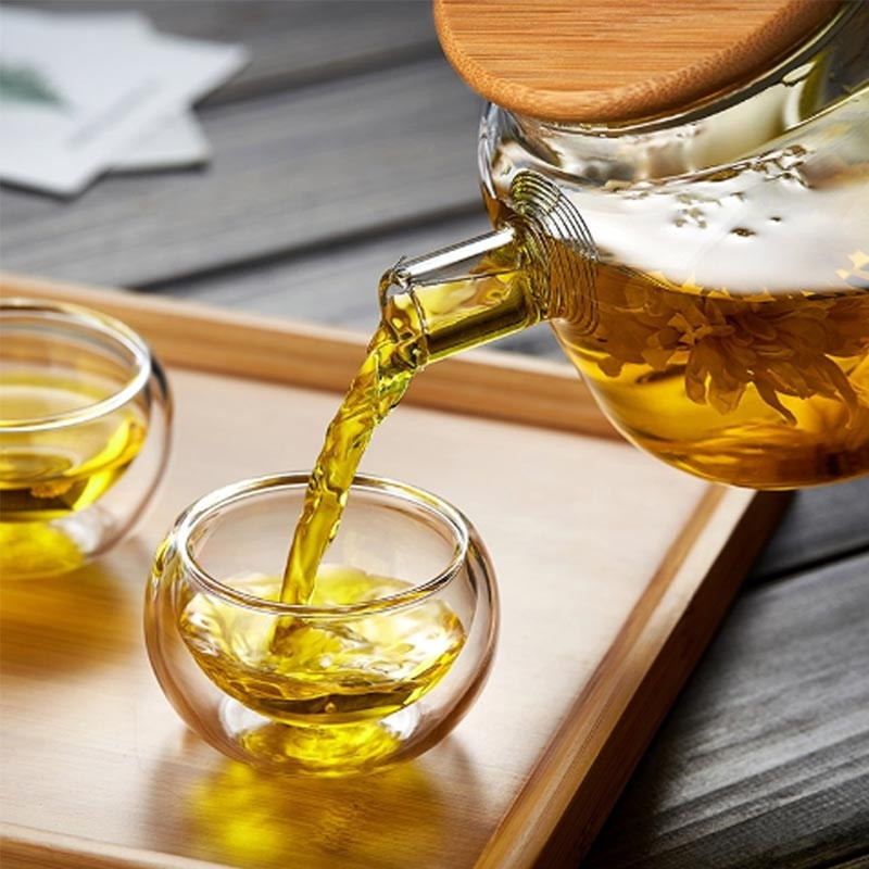 BORREY 6Pcs Σετ φλιτζάνι τσαγιού Διπλού τοίχου, ανθεκτικό στη θερμότητα Γυάλινο Κύπελλο Κουνγκ Φου Σετ τσαγιού Clear Crystal Glass Φλιτζάνι τσαγιού Puer Oolong 50Ml