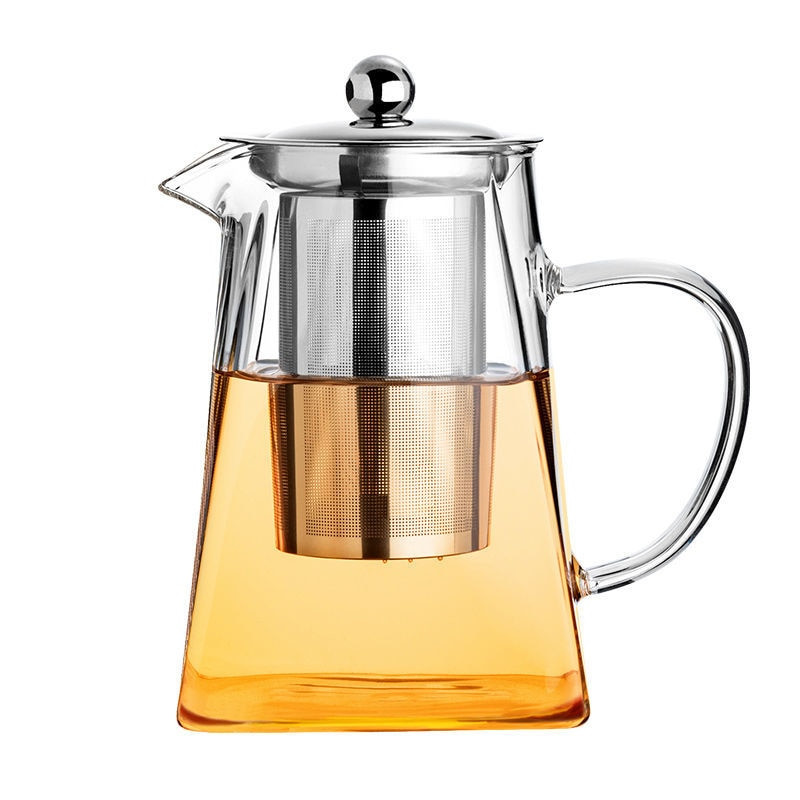 Kung Fu setovi čaja Stakleni čajnik otporan na toplinu s uljevkom od nehrđajućeg čelika Grijani spremnik Lonci za čaj Prozirni čajnik Četvrtasti filtar