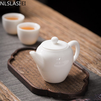 NLSLASI Китайски ръчно изработен бял порцеланов чайник бяла слонова кост Керамика за тенджера за чай Чайник за чай Чайник за чай Pu\'er Oolong филтър за чай