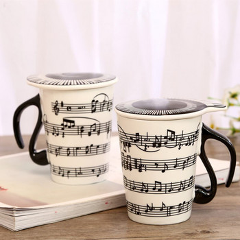 Творческа керамична музика Чаша бележка за вода чаша двойка клавиатура чифт чаша кафе чаша с капак домакински подарък студент