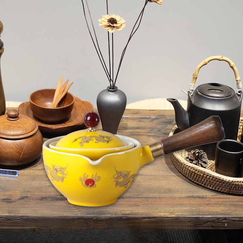 Σετ τσαγιού κινέζικο Gongfu Portable Teapot 360 Rotation Tea Keramic Teapot Handle Pot-handle Pot Cup Teaware