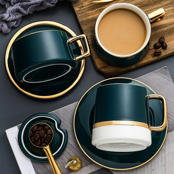 Европейски стил лек луксозен комплект чаши за кафе сервиз за следобеден чай изискан вода сок чаша мляко домакински кафе подарък