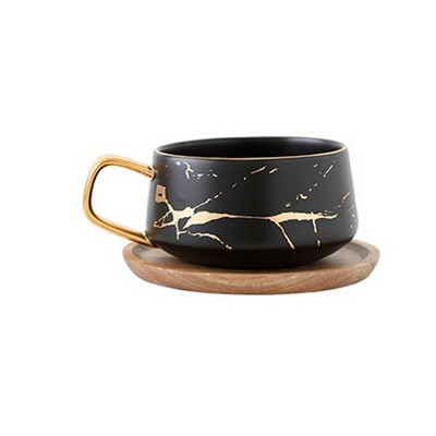 Мраморни чаши за кафе Матирани луксозни прибори за чай Чай Вода Мляко Чаши Кондензирани прибори Керамична чаша Чинийка Костюм с комплект лъжица за съдове Ins