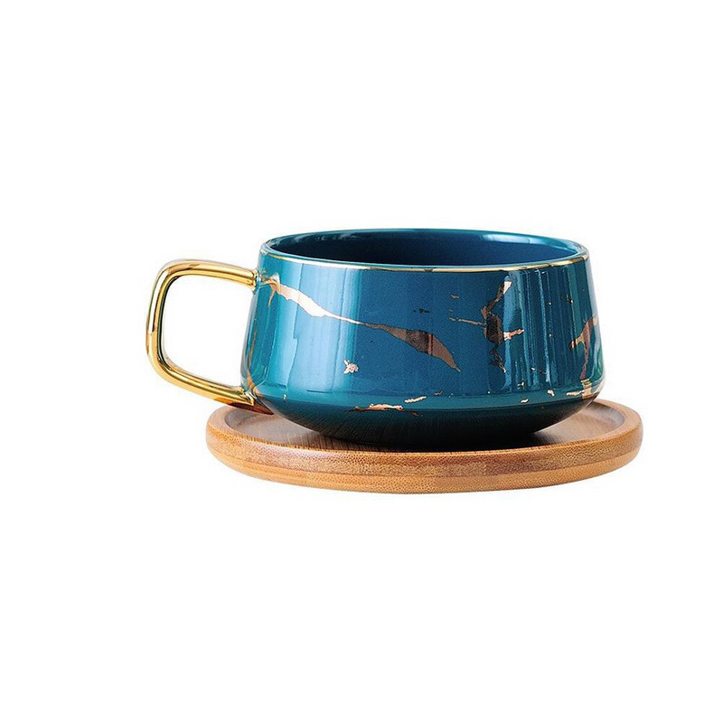 Мраморни чаши за кафе Матирани луксозни прибори за чай Чай Вода Мляко Чаши Кондензирани прибори Керамична чаша Чинийка Костюм с комплект лъжица за съдове Ins