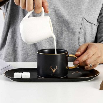 Κούπες Καφέ Φλιτζάνια Γάλα Κεραμικά Σκεύη Εσπρέσο Χριστουγεννιάτικα Χρυσά Πιατάκια Σετ κουταλιού με συσκευασία δώρου Τσάι Πρωινό πιάτο γλυκού