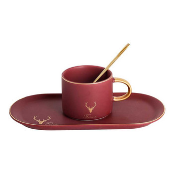 Чаши за кафе Чаши за мляко Керамика Прибори за еспресо Коледни златни чинийки Комплекти лъжици с подаръчна кутия Чай Десертна чиния за закуска