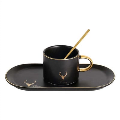 Kávésbögrék Tejescsészék Kerámiák Eszpresszó Eszközök Karácsonyi Arany Peremek Alsóaljak Kanalkészletek Ajándékdobozzal Tea Reggeli Desszert Tányér