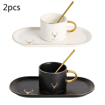 Kávésbögrék Tejescsészék Kerámiák Eszpresszó Eszközök Karácsonyi Arany Peremek Alsóaljak Kanalkészletek Ajándékdobozzal Tea Reggeli Desszert Tányér