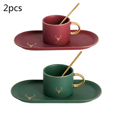 Kávésbögrék Tejescsészék Kerámiák Eszpresszó Eszközök Karácsonyi Arany Peremek Alsóaljak Kanalkészletek Ajándékdobozzal Tea Reggeli Desszert Tányér