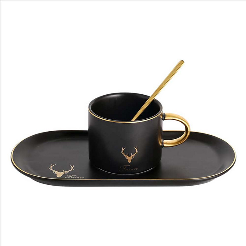 Kávésbögrék Tejescsészék Kerámiák Eszpresszó Eszközök Karácsonyi Arany Peremek Alsóaljak Kanalkészletek Ajándékdobozzal Tea Reggeli Desszert Tányér