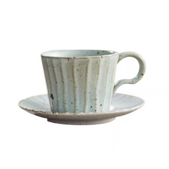 KINGLANG Vintage Stoneware Κούπα Γάλα Φλιτζάνι Καφέ Σετ Πιατάκι για Ζευγάρι Κύπελλο Πρωινού