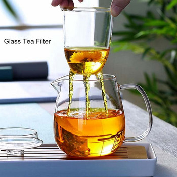 BORREY Стъклена кана за чай и комплект чаши Топлоустойчив стъклен чайник с подвижен инфузер Пуер Чайник Кунг Фу Чайник Чайник с цветя