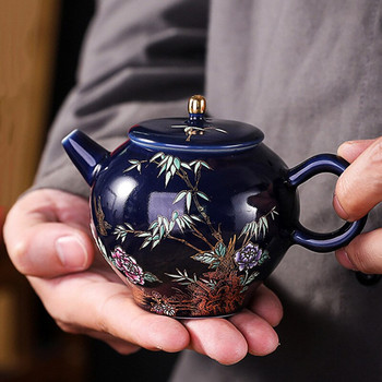 200 мл Palace Луксозни керамични чайници Ръчно рисувани цветя и птици Саксия за чай Пътуване Преносим филтър Чайник Домашен комплект за чай Съдове за напитки