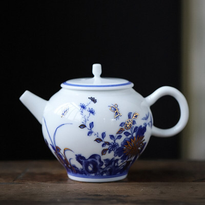 Ceainice din ceramică de lux Palace de 200 ml, cu flori și păsări pictate manual, ceainic de călătorie cu filtru portabil, ceainic acasă, set de ceai pentru băuturi