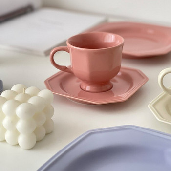 Комплект керамични чаши и чинийки Квадратна чиния за вечеря Закуска Креативна посуда Чаша за кафе Прибори за пиене на чай Домакински