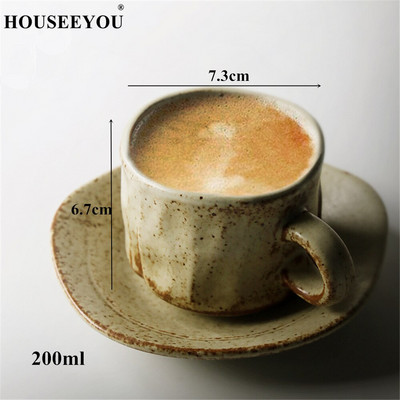 Jingdezhen tanjurići za šalicu kave, keramičke retro hlače u japanskom stilu, ručno izrađene čaše od keramike, pigmentirane šalice s rukohvatom, darovi