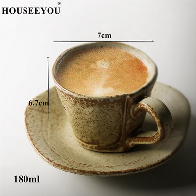 Jingdezhen tanjurići za šalicu kave, keramičke retro hlače u japanskom stilu, ručno izrađene čaše od keramike, pigmentirane šalice s rukohvatom, darovi