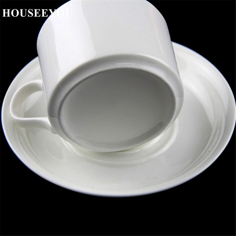 HOUSEEYOU balto keramikas kafijas tasīšu apakštasīšu komplekts Pigmentēta porcelāna pēcpusdienas tējas krūzes tējkannu komplekts ar nerūsējošā tērauda 304 karoti