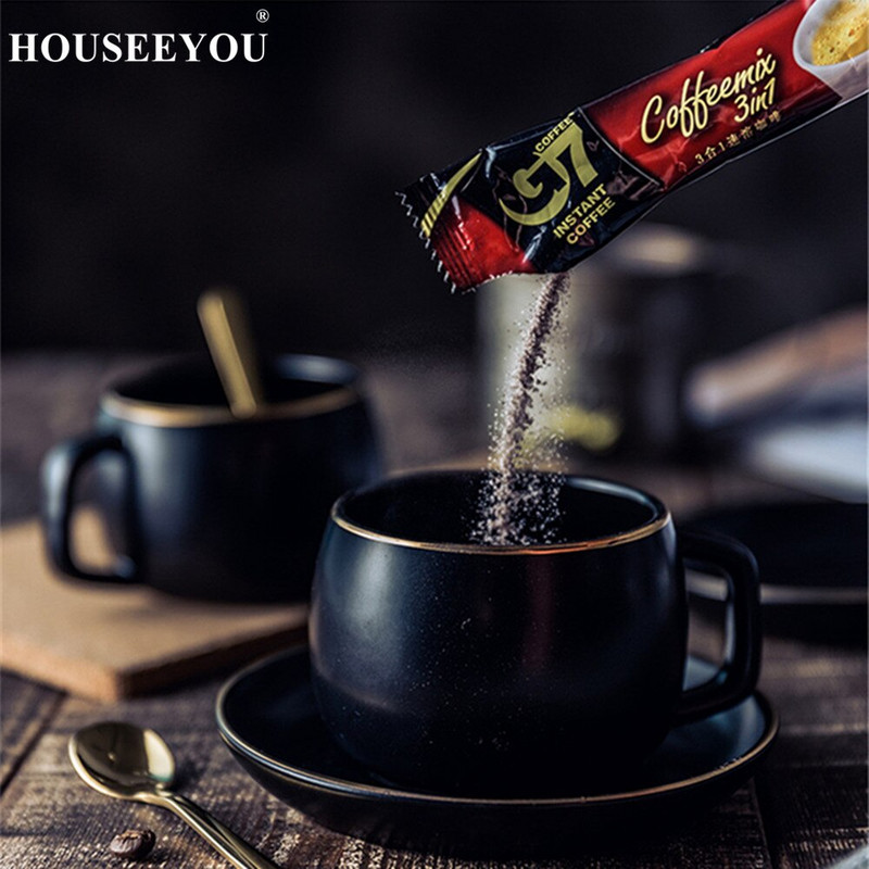 Keraamiline kohvitass ja alustass mustast pigmenteeritud portselanist teetassi komplekt roostevabast terasest 304 lusikaga kodurestorani kontoris kasutamiseks