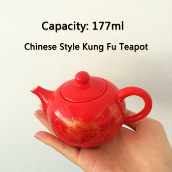 177 ml Червен чайник Китайски дракон Чайник Керамичен сервиз за чай Чайник Kung Fu Чайник Сервиз за чай Сватбени подаръци за гости Приятели D006