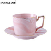 HOUSEEYOU rankomis dažytas aukštos kokybės kavos puodelio lėkštės rinkinys arbatos puodelis europietiško marmurinio rašto keramikinis rytinio popietės arbatos puodelis