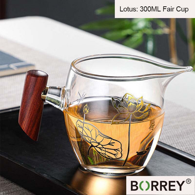 BORREY japán teáscsésze hőálló üveg fa fogantyú vásári csésze kung fu italtartó átlátszó teaadagoló teástál Puer csésze