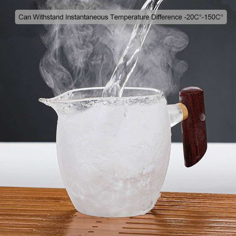 BORREY japán teáscsésze hőálló üveg fa fogantyú vásári csésze kung fu italtartó átlátszó teaadagoló teástál Puer csésze