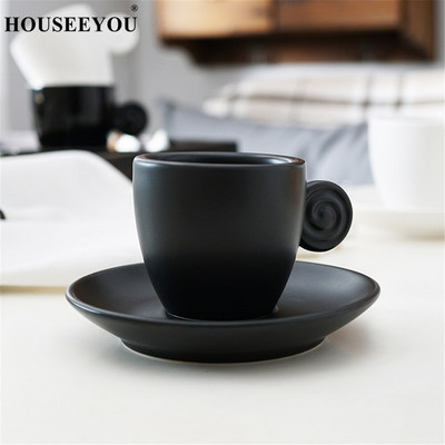 HOUSEEYOU 90cc olasz eszpresszó kávés csésze teáscsészék csészealj készlet Kreatív kerámia csésze Advanced porcelán Valentin teáscsésze