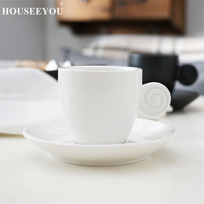 HOUSEEYOU 90cc olasz eszpresszó kávés csésze teáscsészék csészealj készlet Kreatív kerámia csésze Advanced porcelán Valentin teáscsésze