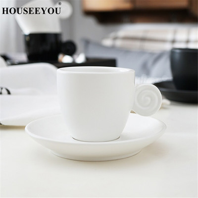 HOUSEEYOU 90cc olasz eszpresszó kávés csésze teáscsészék csészealj készlet Kreatív kerámia csésze Advanced porcelán Valentin teáscsésze