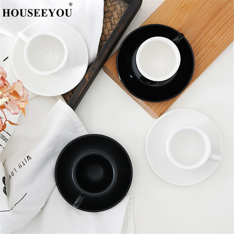 HOUSEEYOU 90cc olasz eszpresszó kávés csésze teáscsészék csészealj készlet Kreatív kerámia csésze Advanced porcelán Valentin teáscsésze