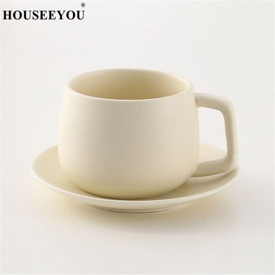 Set de farfurii pentru cești de cafea solide colorate cu lingură Concis Italia Tasse ceașcă de espresso din ceramică ceai de după-amiază Taza Home Office Bardak