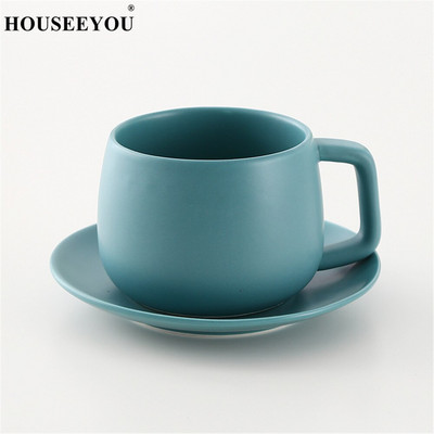 Set de farfurii pentru cești de cafea solide colorate cu lingură Concis Italia Tasse ceașcă de espresso din ceramică ceai de după-amiază Taza Home Office Bardak