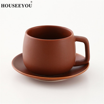 Set de farfurii pentru cești de cafea solide colorate cu lingură Concis Italia Tasse ceașcă de espresso din ceramică ceai de după-amiază Taza Home Office Bardak