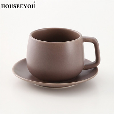 Set de farfurii pentru cești de cafea solide colorate cu lingură Concis Italia Tasse ceașcă de espresso din ceramică ceai de după-amiază Taza Home Office Bardak
