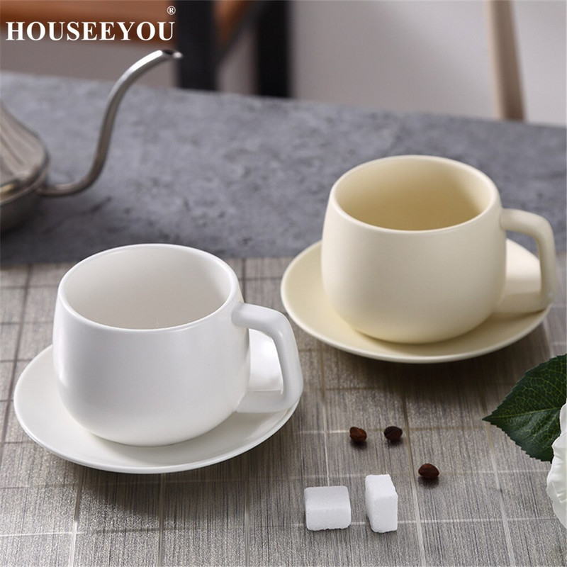 Set de farfurii pentru cești de cafea solide colorate cu lingură Concis Italia Tasse ceașcă de espresso din ceramică ceai de după-amiază Taza Home Office Bardak