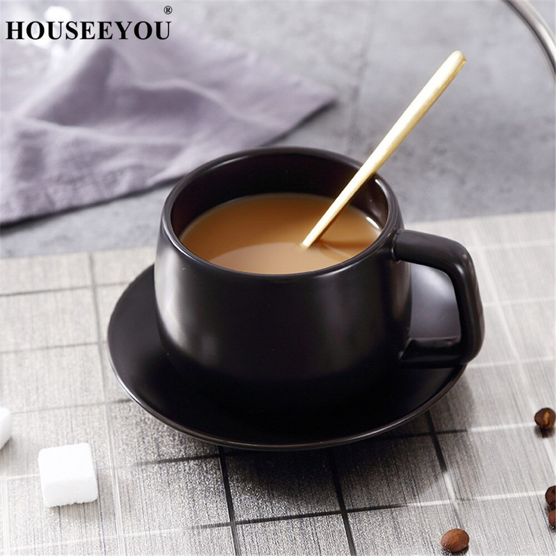 Set de farfurii pentru cești de cafea solide colorate cu lingură Concis Italia Tasse ceașcă de espresso din ceramică ceai de după-amiază Taza Home Office Bardak