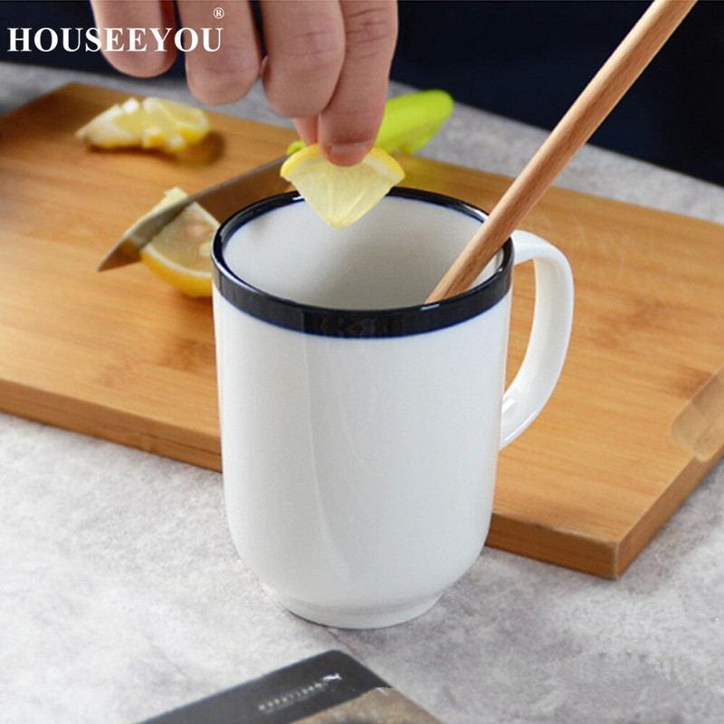 HOUSEEYOU Nordic Simple Blue Margin kávéscsésze csészealj készlet Teáscsészék Kerámia csésze bögre Advanced Porcelán Valentin délutáni teáscsésze